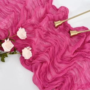 Chemin de table gaze de coton rose